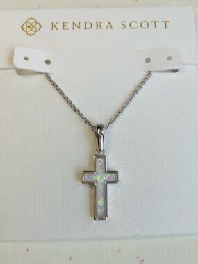 Kendra Scott Silver Cross Kyocera opal Necklace